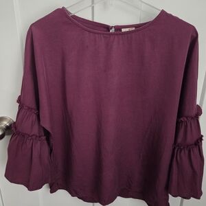 Allison Joy Deep Purple Blouse with Ruffle Sleeves